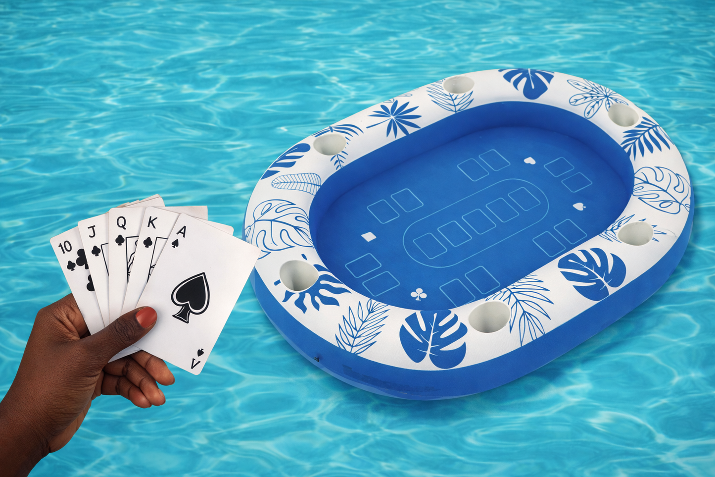 Floating Pool Games Table – Tropical Card Float with Cards Included
