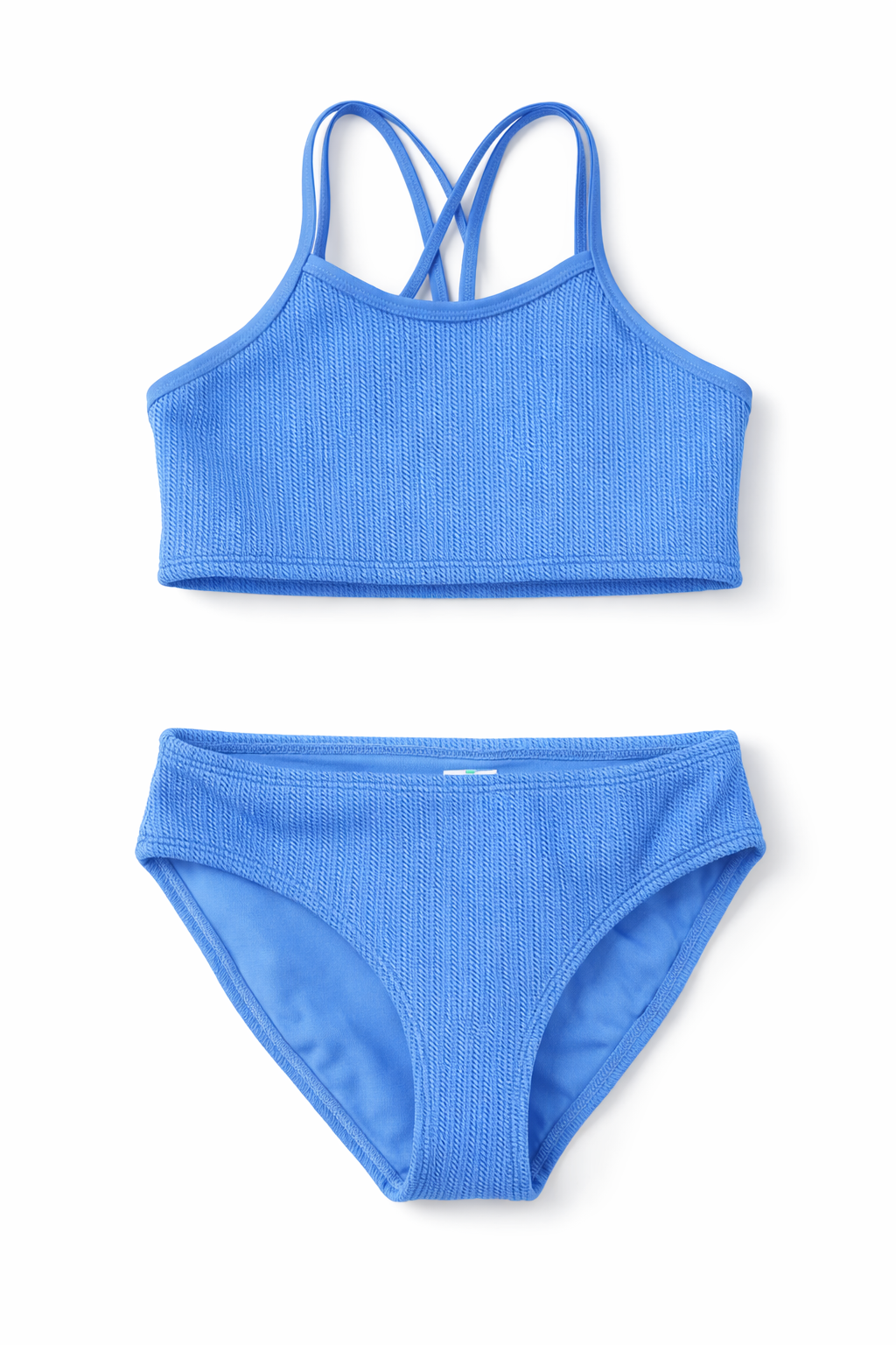 Girls Textured Blue Bikini Set