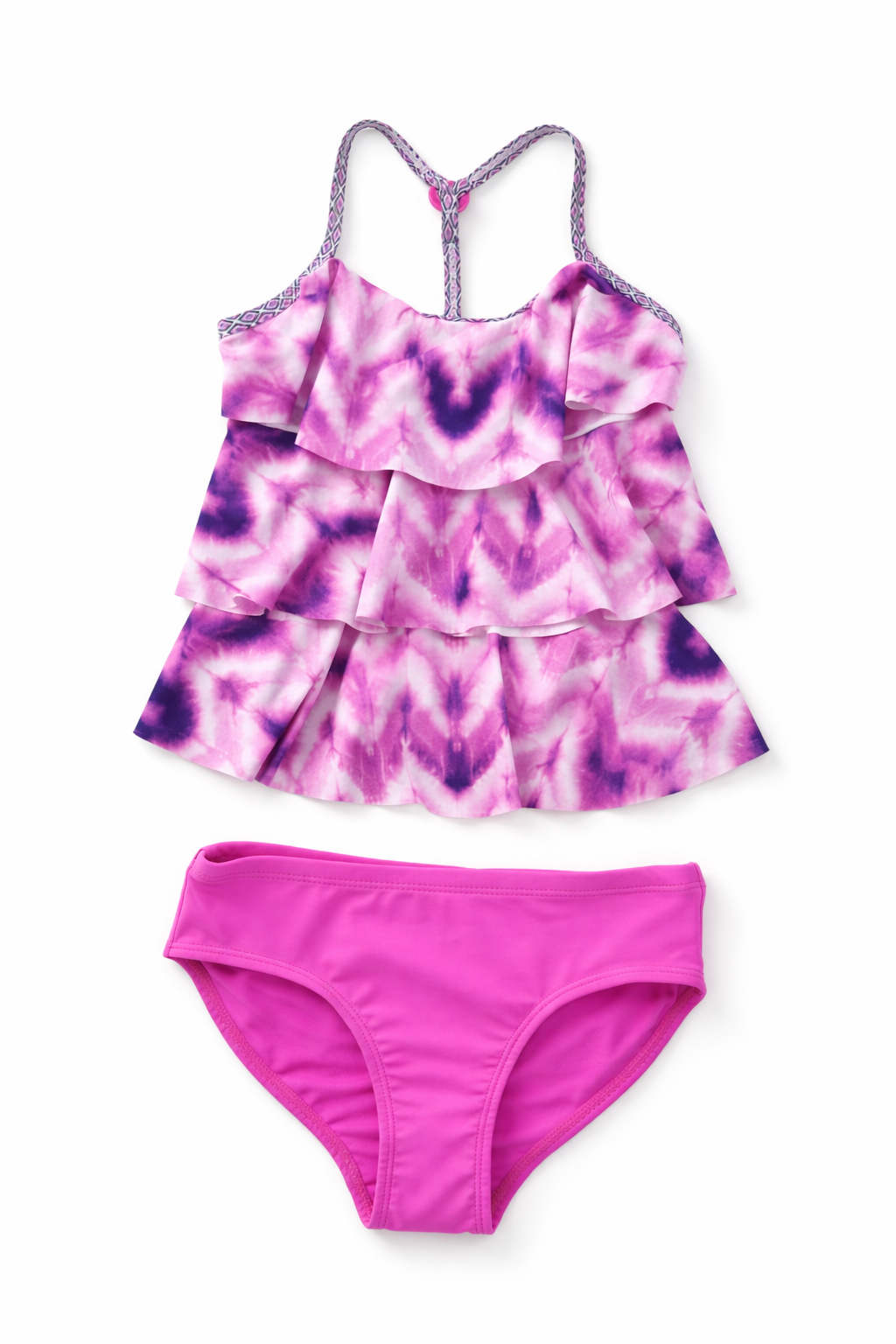Girls Tie-Dye Ruffle Tankini Set