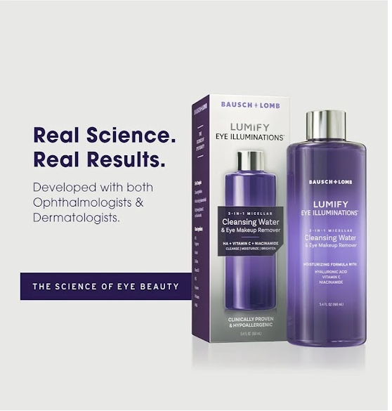 🌿✨ Bausch + Lomb Lumify Eye Illuminations Cleansing Water & Eye Makeup Remover (160mL)