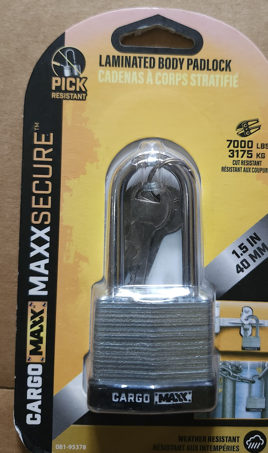 Cargo Maxx Laminated Body Padlock ā 1.5 in (40 mm)