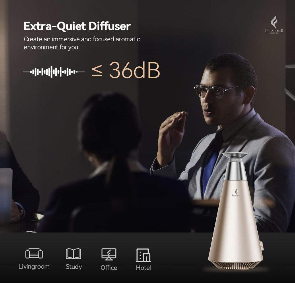 Wireless Essential Oil Diffuser, Smart Bluetooth Diffuser, Waterless Cold Air Diffusion 1000 Sq.ft, Rechargeable Aromatherapy Diffuser