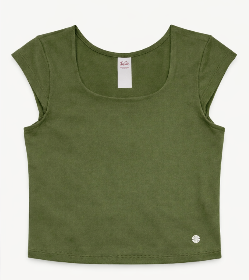 Justice Olive Cap Sleeve Top
