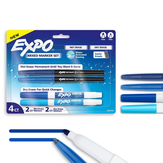 Expo Mixed Wet & Dry Erase Marker Set – 4 Count