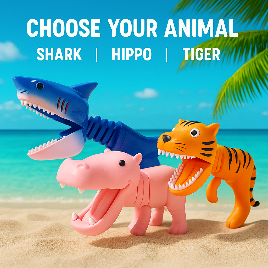 Animal Grabber Claw Toy – Choose Shark, Hippo, or Tiger (Ages 5+)
