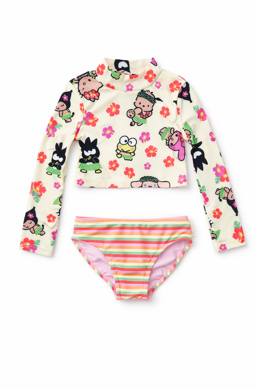 Girls Floral Character Rash Guard Set – Size 6