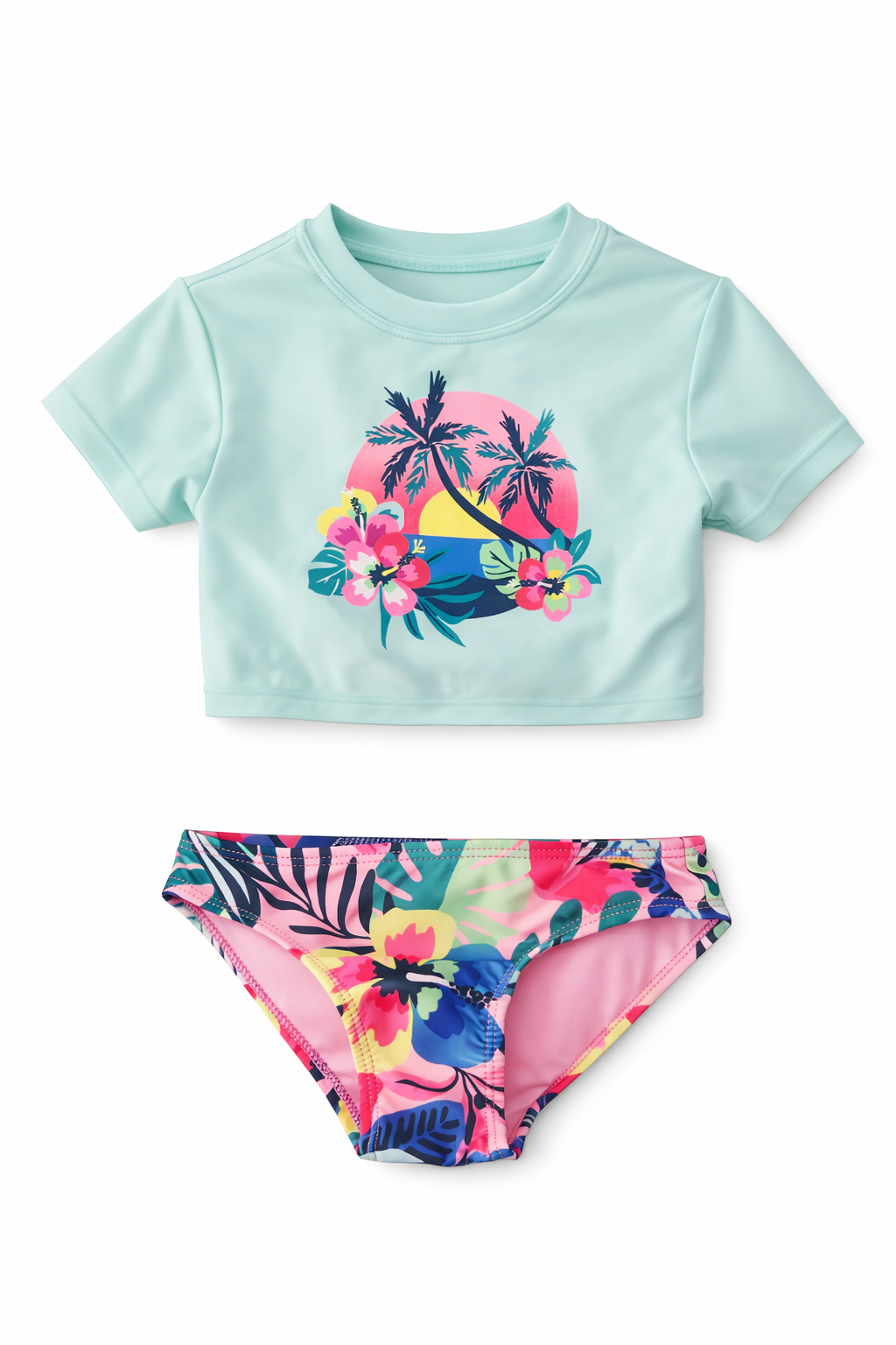 Girls Tropical Sunset Two-Piece Swimsuit Set