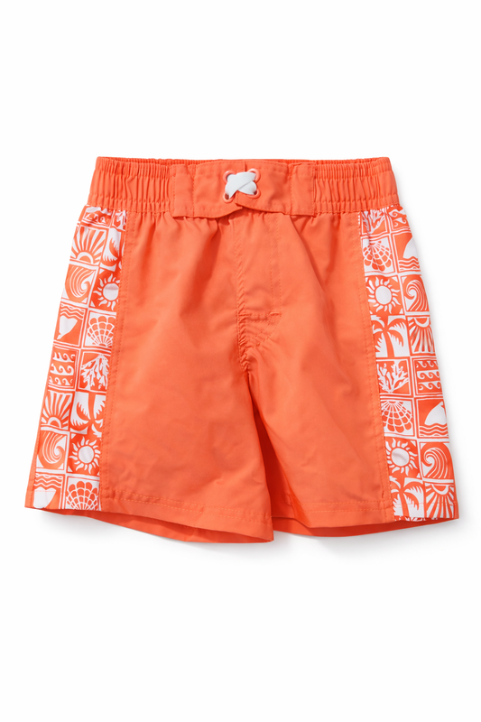 Boys Tropical Panel Swim Trunks – Orange
