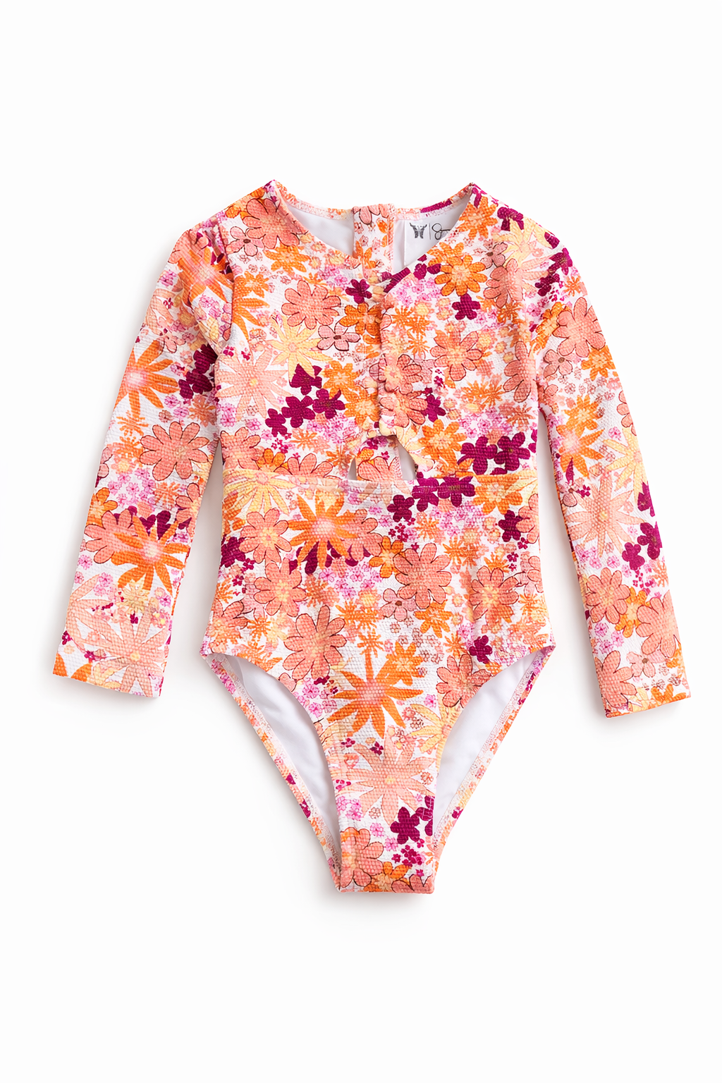 Girls’ Long Sleeve Floral One-Piece Swimsuit – Size 4/5