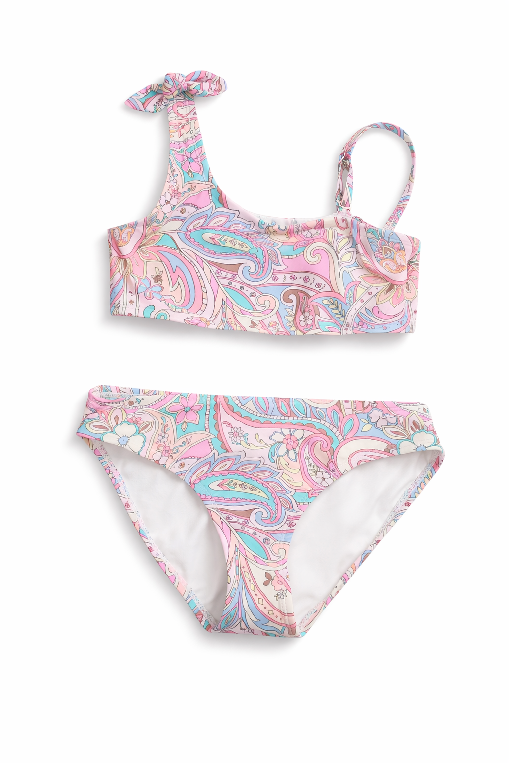 Girls’ Pastel Paisley Two-Piece Swimsuit. Size 12 girls