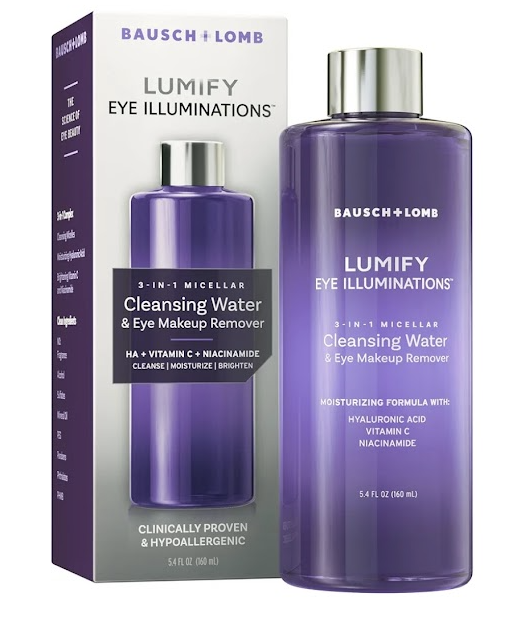 🌿✨ Bausch + Lomb Lumify Eye Illuminations Cleansing Water & Eye Makeup Remover (160mL)
