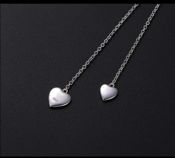 💖 Sterling Silver Double Heart Drop Necklace