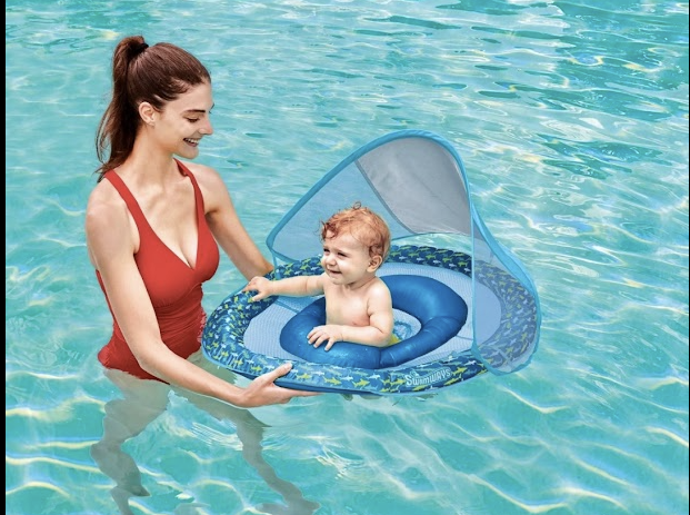 SwimWays Premium Baby Spring Float – Blue Shark Design