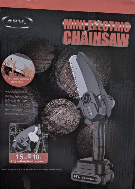 48V Mini Electric Chainsaw – Rechargeable, Handheld & Powerful