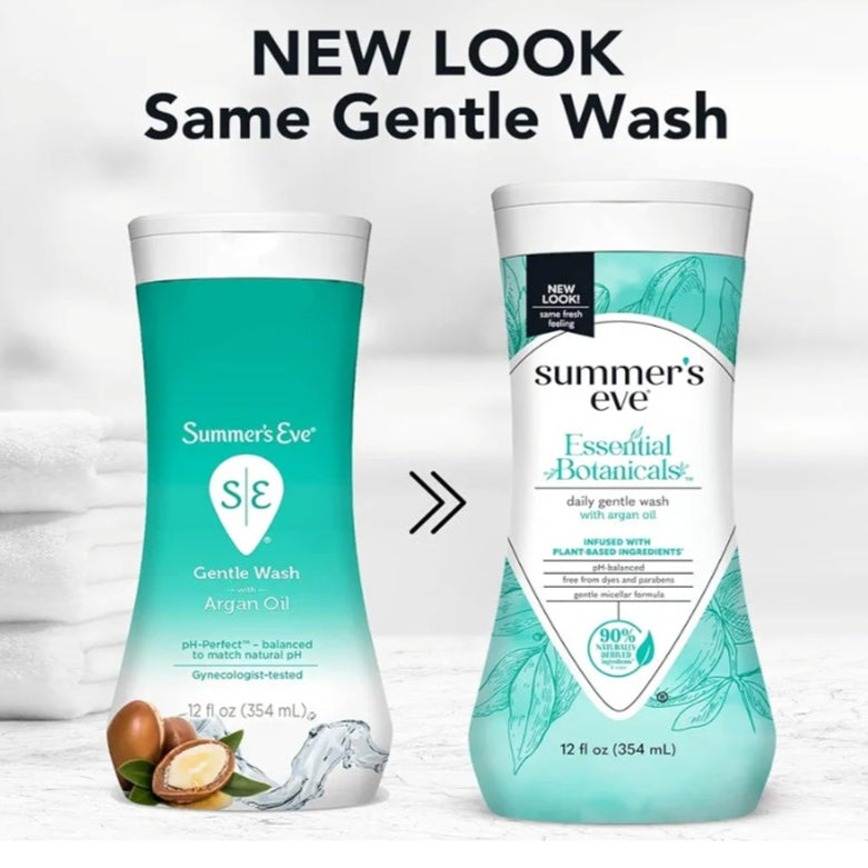 🌸 Summer’s Eve Essential Botanicals Gentle Wash – Argan Oil (Pack of 2, 12 fl oz each)