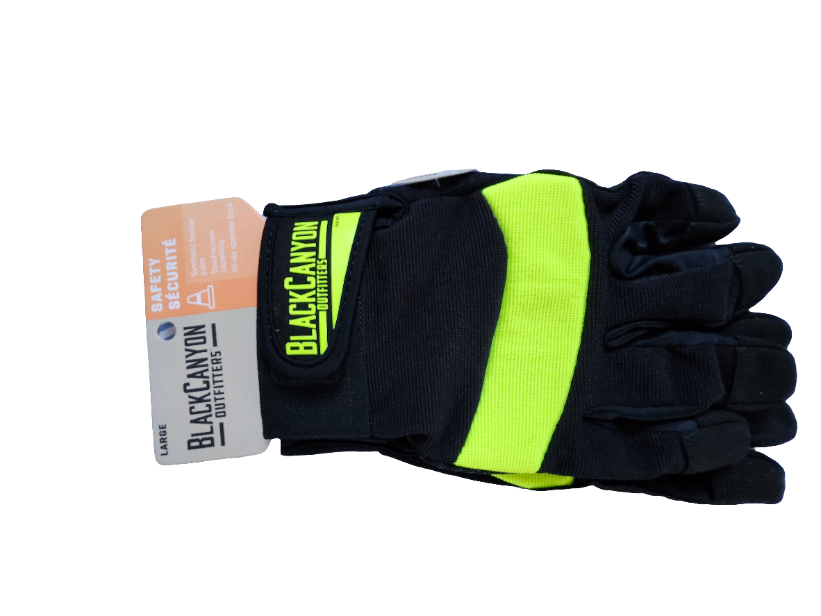 🧤 BlackCanyon Outfitters Men’s Safety Gloves – Large (Hi‑Vis Yellow/Black)