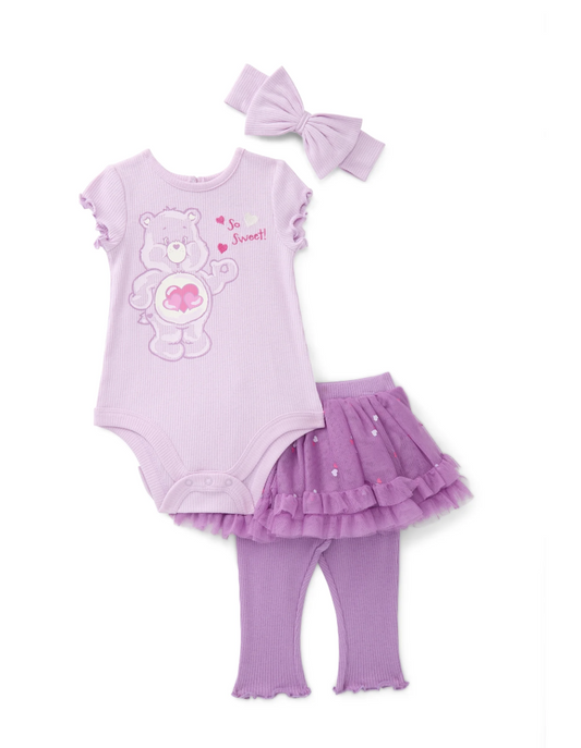Care Bears Baby Girls 3pc Bodysuit Tutu & Headband Set