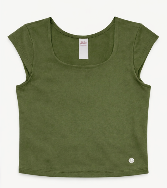 Justice Olive Cap Sleeve Top