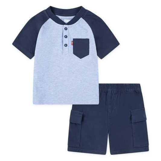 Levi's Toddler Boys Raglan Henley Tee & Cargo Short Set