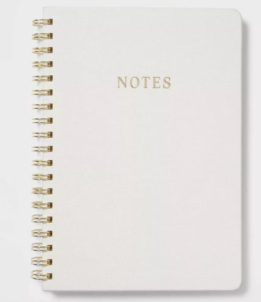 📓 Cream Linen Journal – Gold “NOTES” Embossed